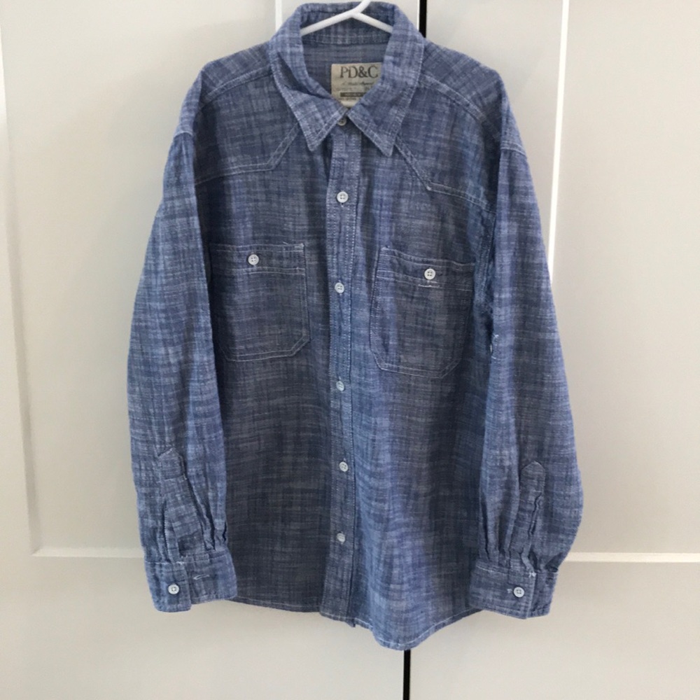 Boys PD&C Button Down Chambray Shirt Size M(10)